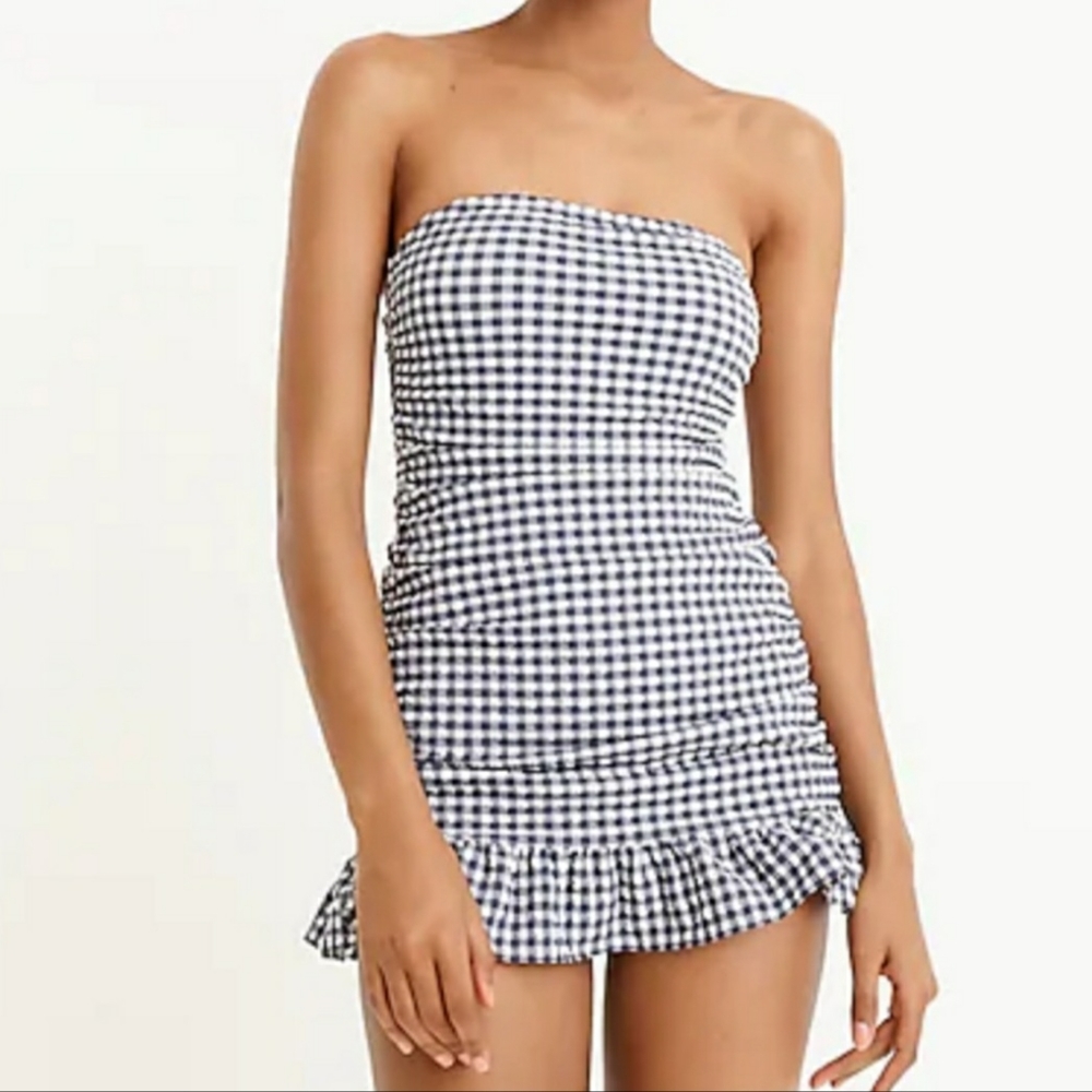 J.Crew swim dress in puckered gingham